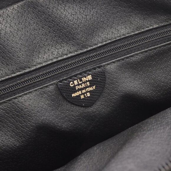 Celine Handbag Circle Logo Black Leather B - Picture 4 of 9